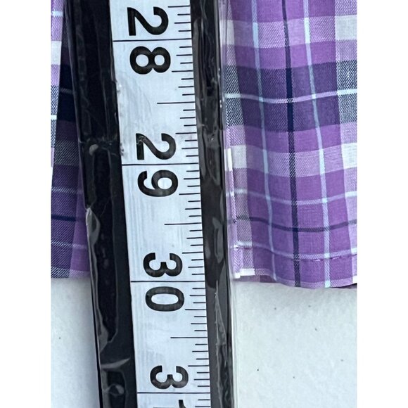 Jos A Bank Men’s Medium Purple Plaid Button Down Long Sleeve Traveler Tech Shirt - Picture 8 of 13